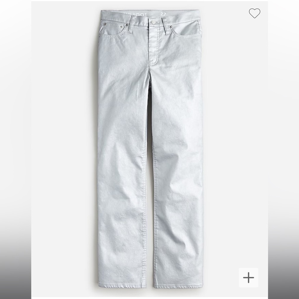 NWT J.crew Slim demi-boot jean in coated silver